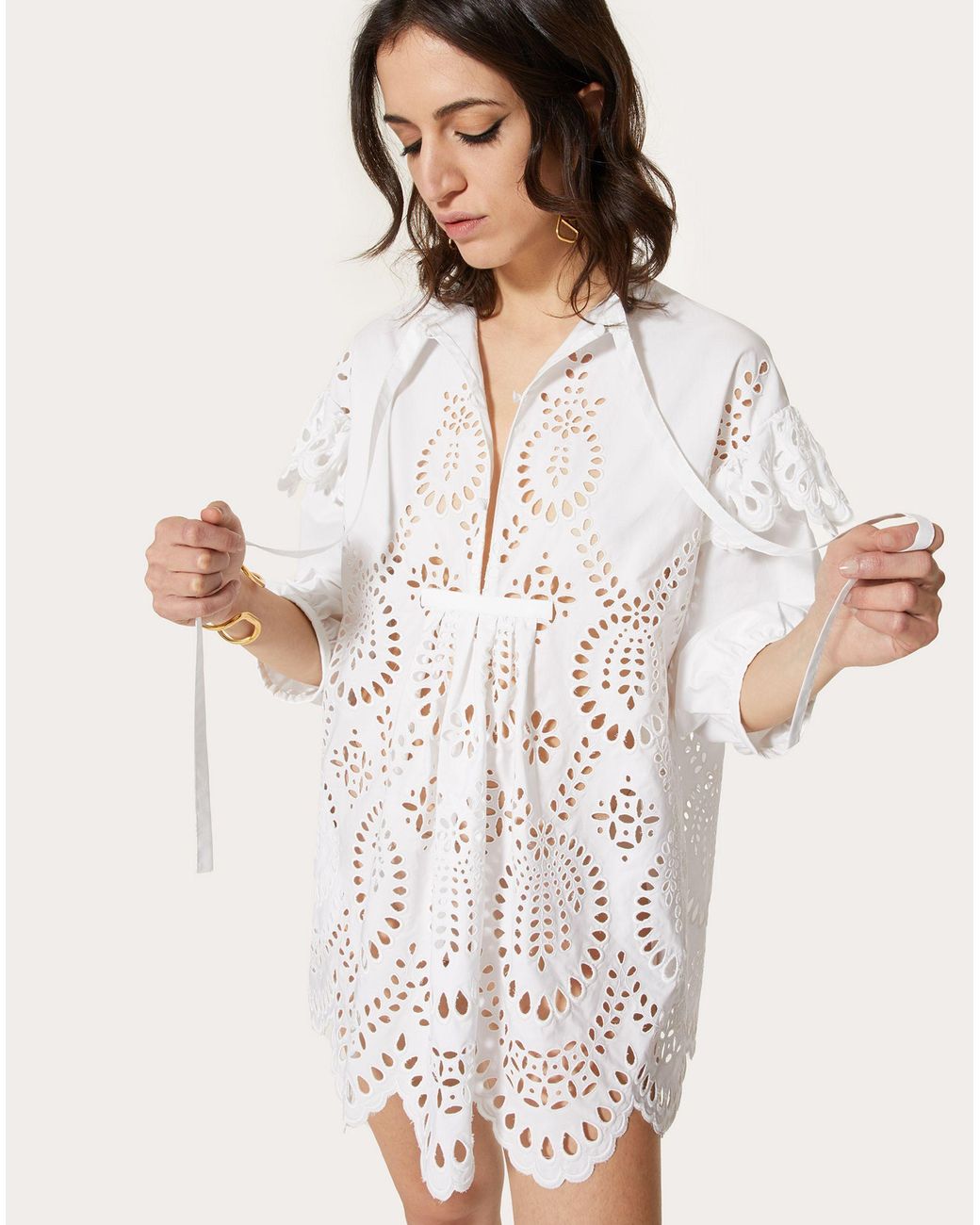 Valentino White Broderie Anglaise Cotton Minidress