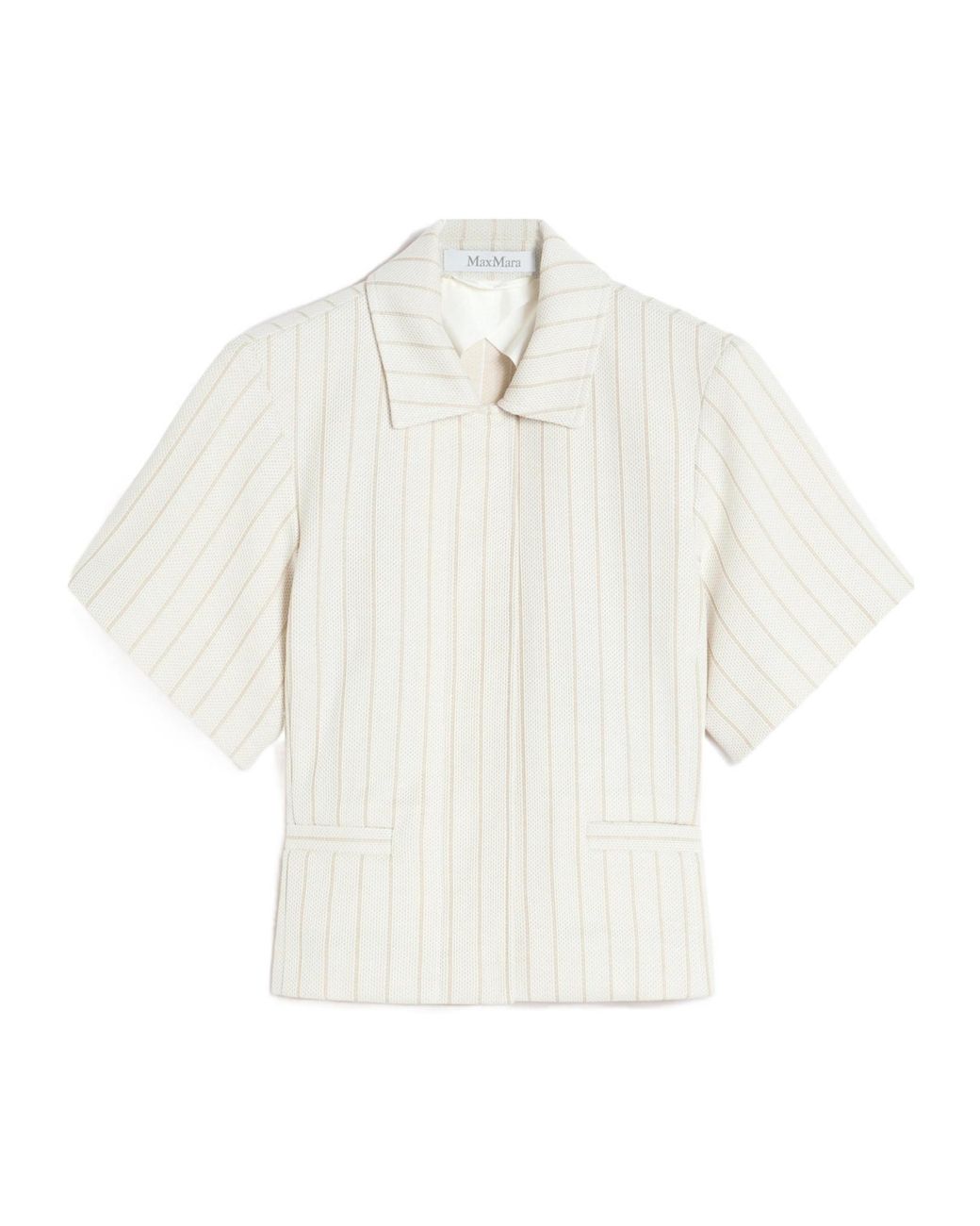 Max Mara White Striped Short-Sleeve Jacket