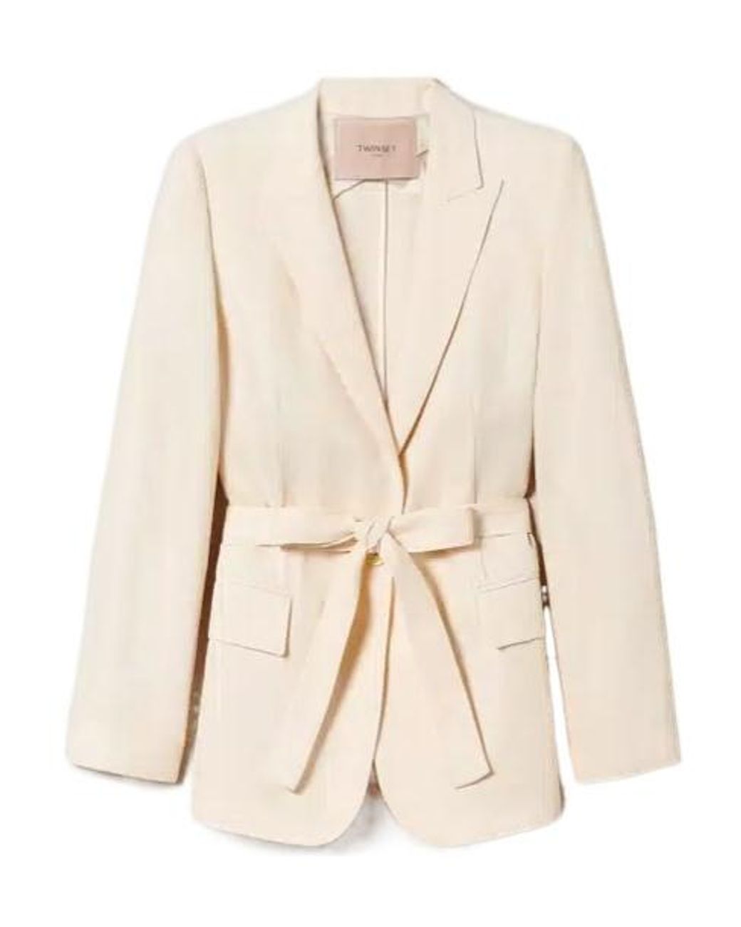 Twinset Natural Single-Breasted Tied-Waist Blazer
