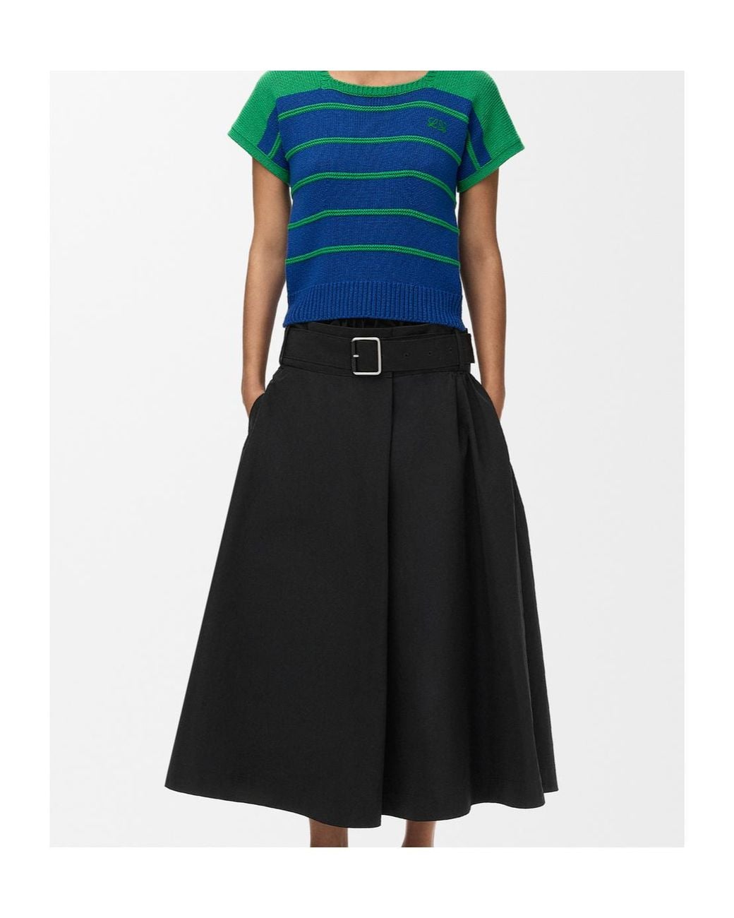 Loewe Black Belted Midi Skirt