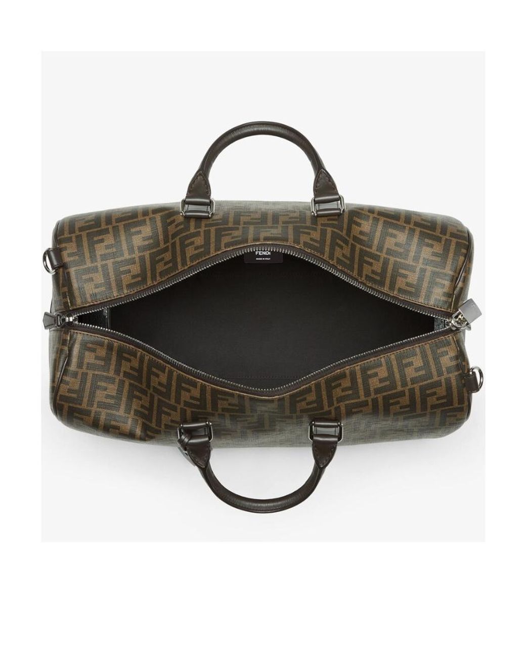 Fendi Brown Logo Detailed Medium Duffle Bag for men