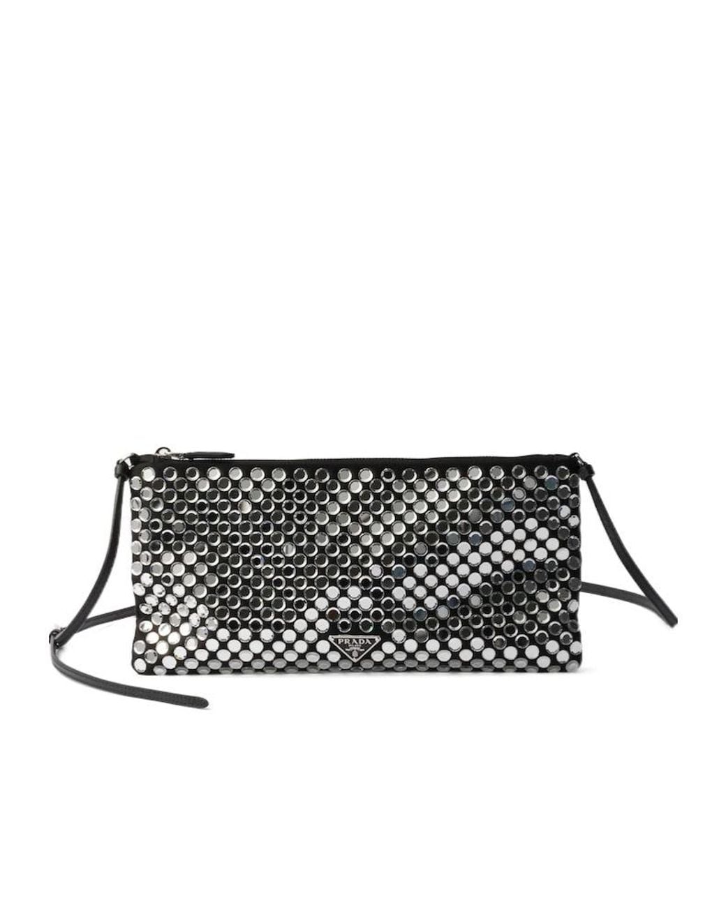 Prada Black Small Satin And Crystal Shoulder Bag