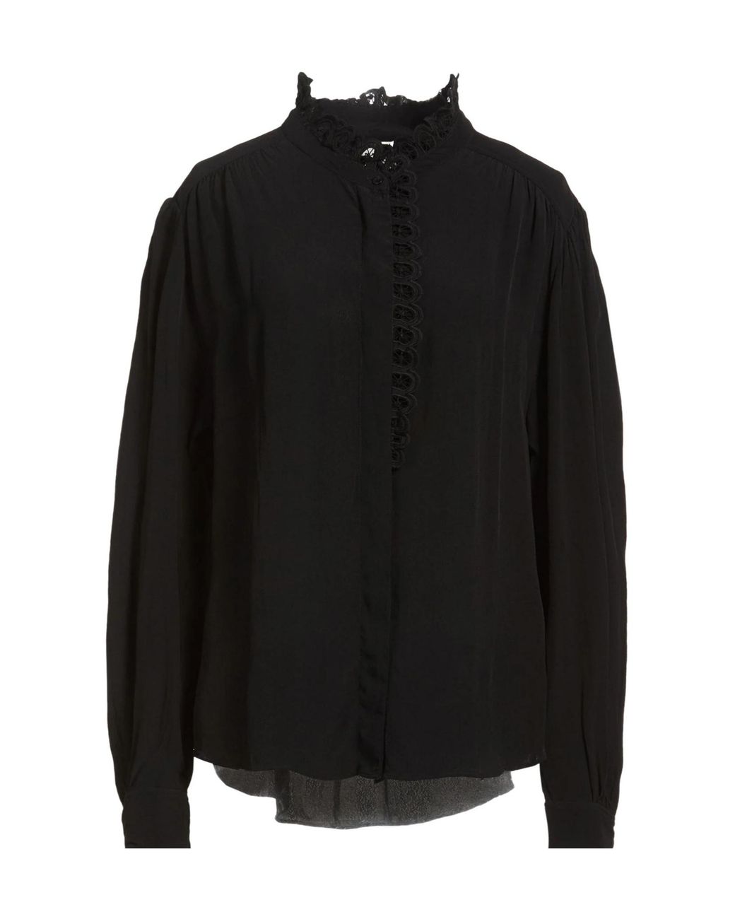 Isabel Marant Black Solid-Color Long-Sleeved Chiffon Shirt