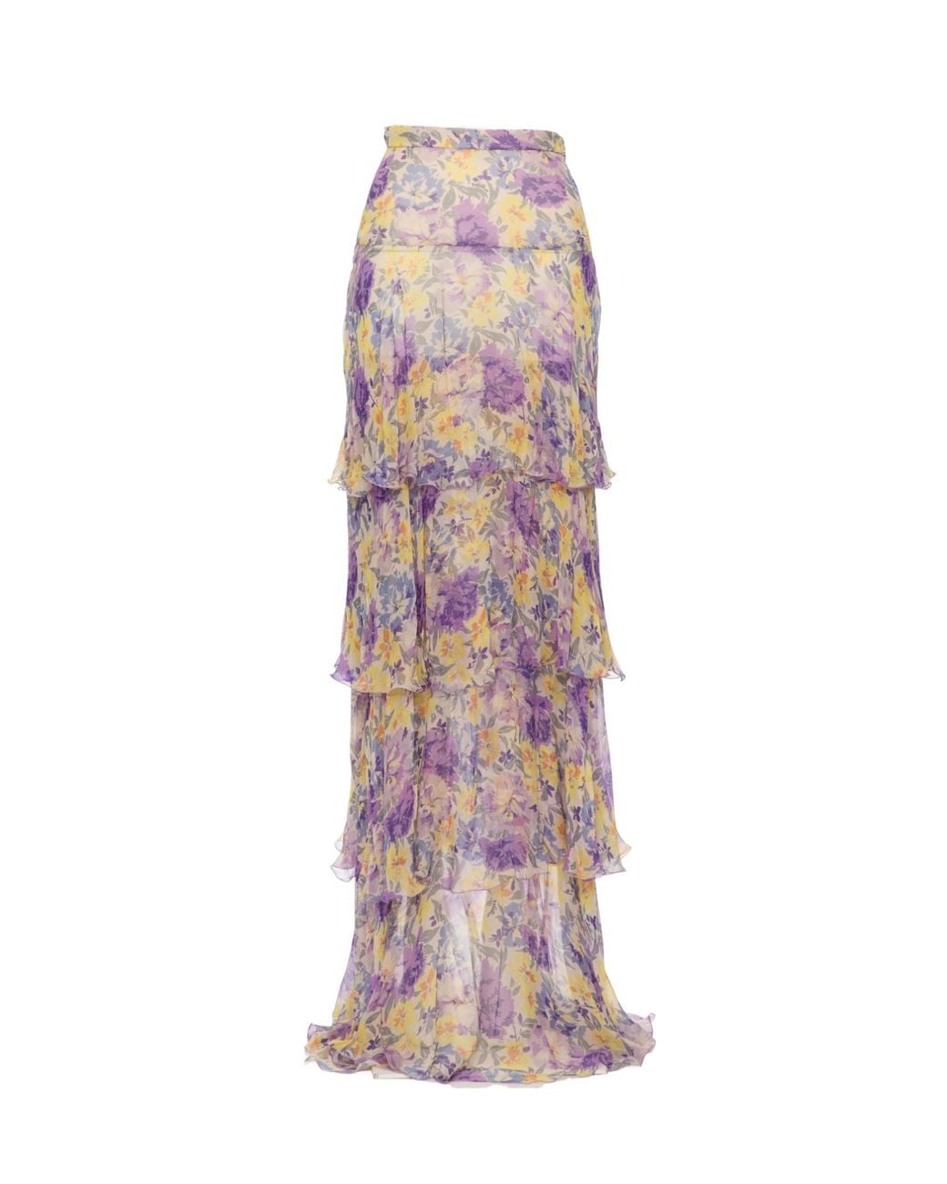 Valentino Pink Floral Tiered Maxi Skirt