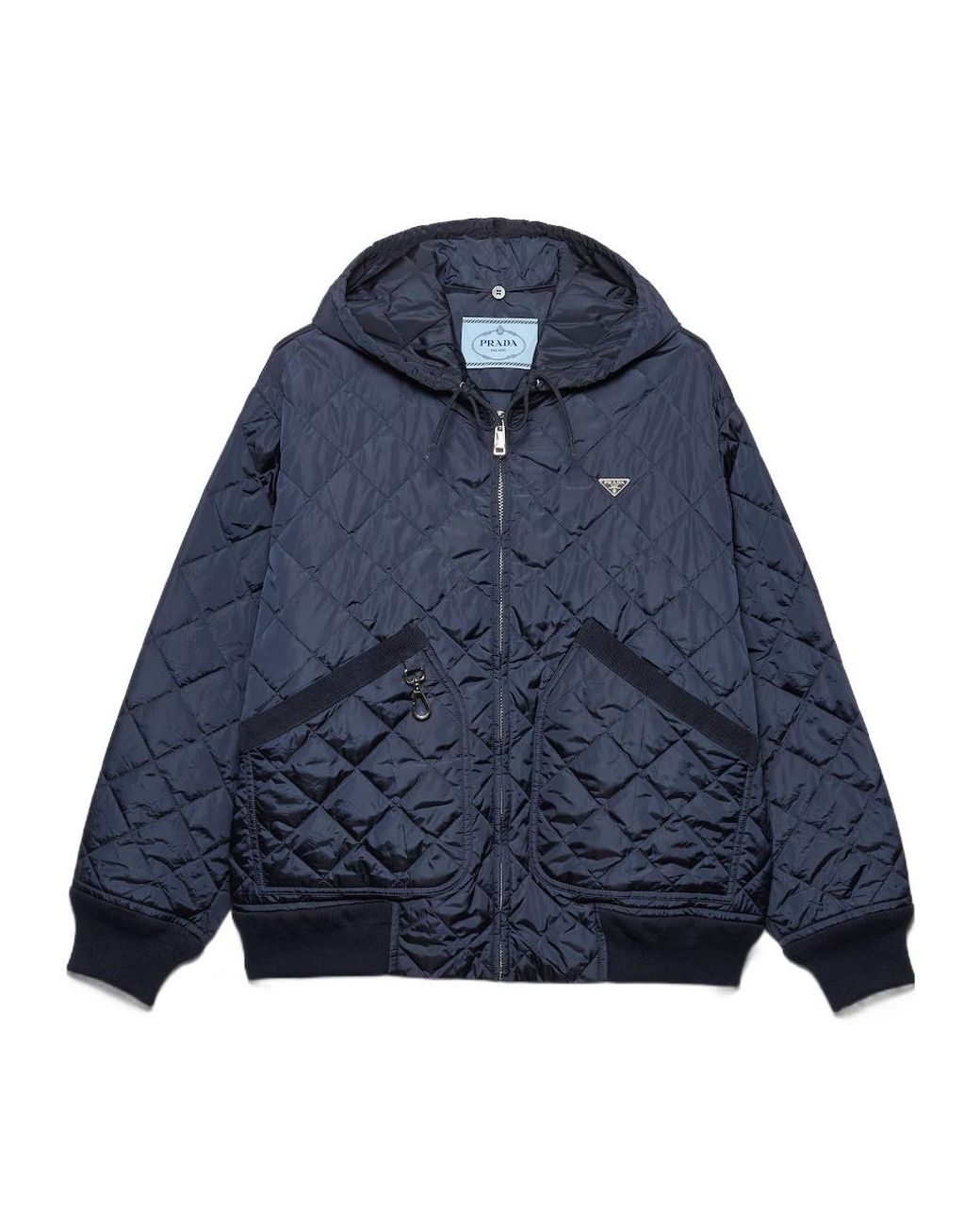 Prada Blue Zipped Hooded Jacket