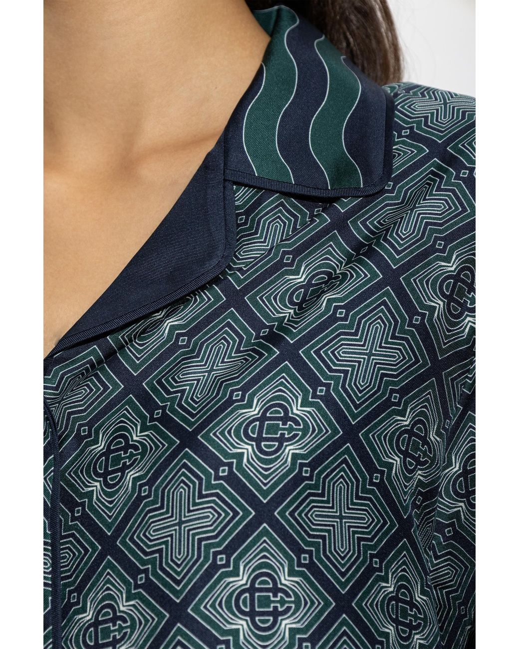 Casablanca Green Geometric Silk Pyjama Shirt