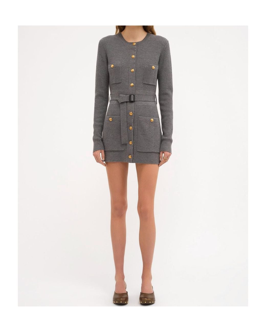 Chloé Gray Chloé Fitted Knit Long Cardigan