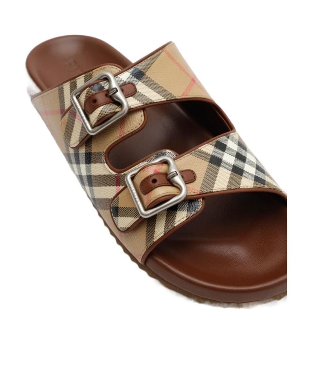 Burberry Brown Check And Leather Urchin Sandals for men