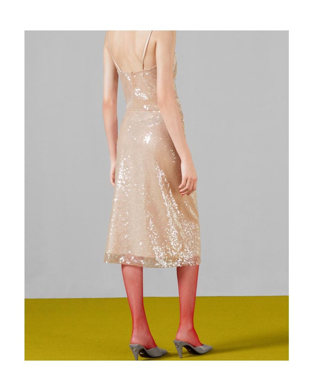 Gucci Natural Sequin Embroidered Tulle Skirt