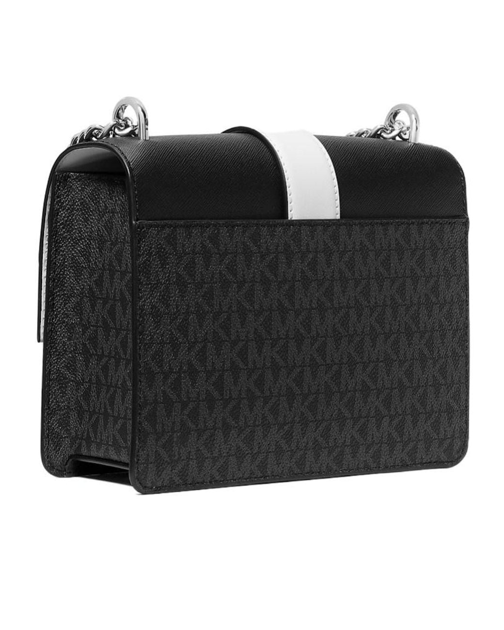 Michael Kors Black Greenwich Small Color-Block Signature Logo Crossbody Bag