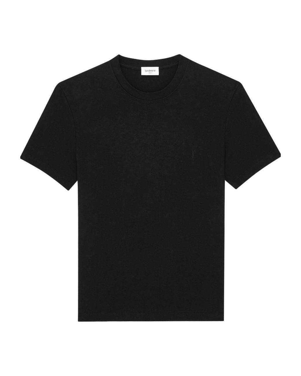 Saint Laurent Black Cassandre Ribbed T-Shirt for men