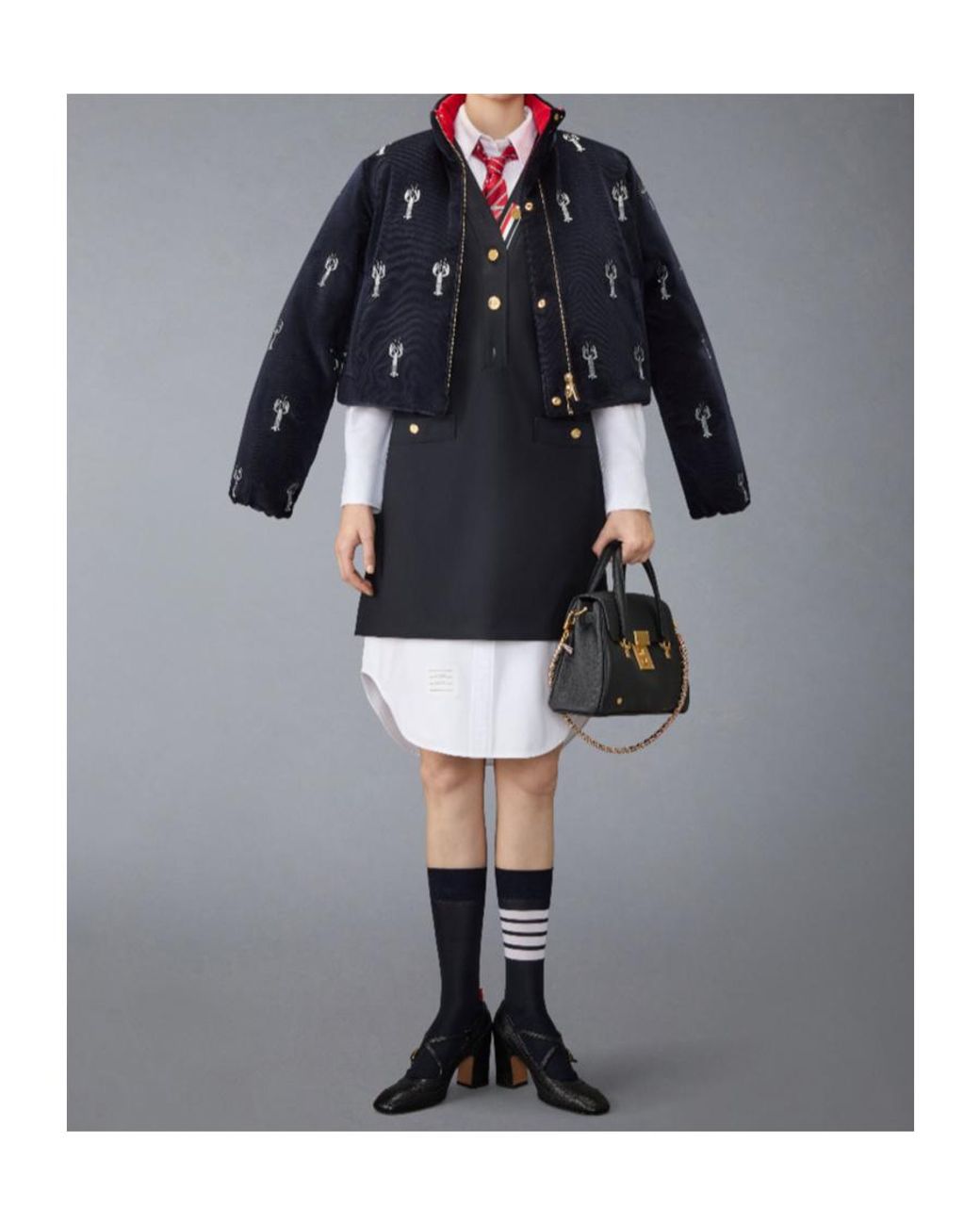 Thom Browne Blue Reversible Zip-Up High-Neck Jacket