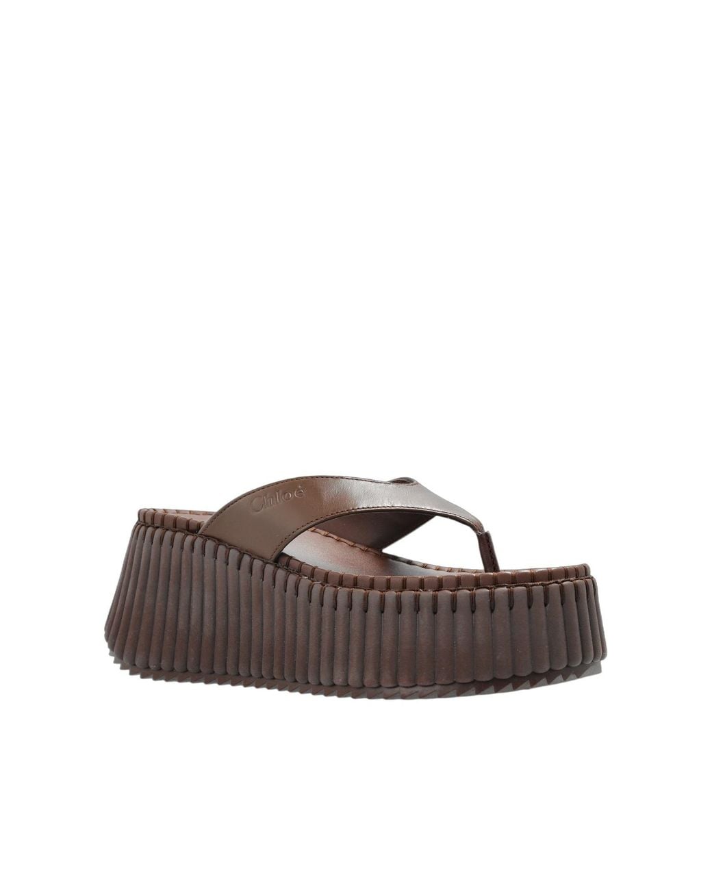 Chloé Brown Nama Platform Thong Sandals