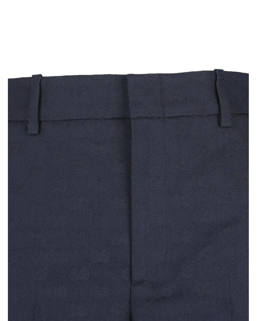 Gucci Blue Jacquard Tailored Trousers