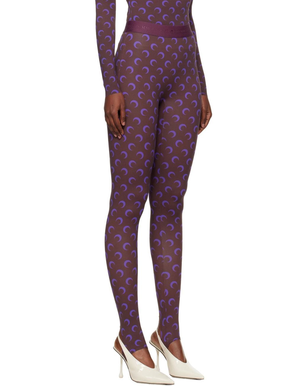 MARINE SERRE Purple Recycled Moon Jersey Stirrup Leggings