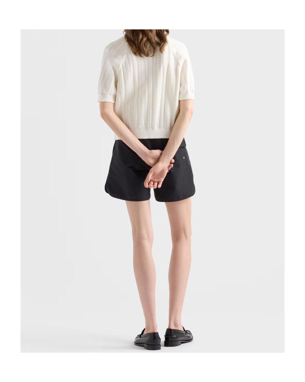 Prada White Short-Sleeved Openwork Cotton Cardigan