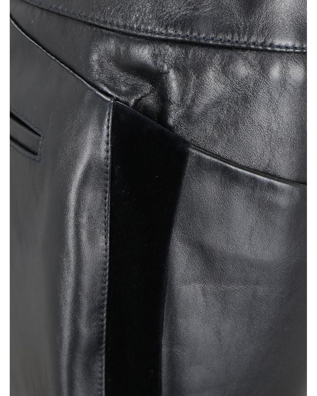 Tom Ford Gray Pressed Crease Flared Leather Pants