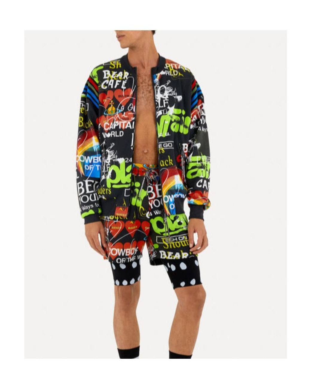 Vivienne Westwood Green Graphic-Print Zip-Up Sweatshirt for men