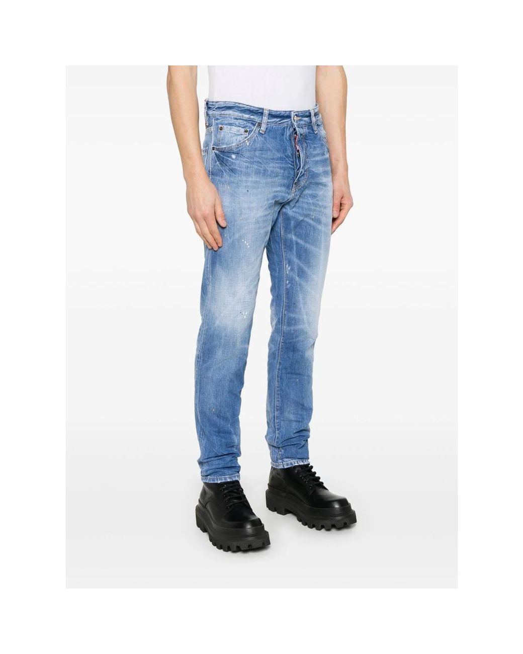 DSquared² Blue Distressed Straight-Leg Cool Guy Jeans for men