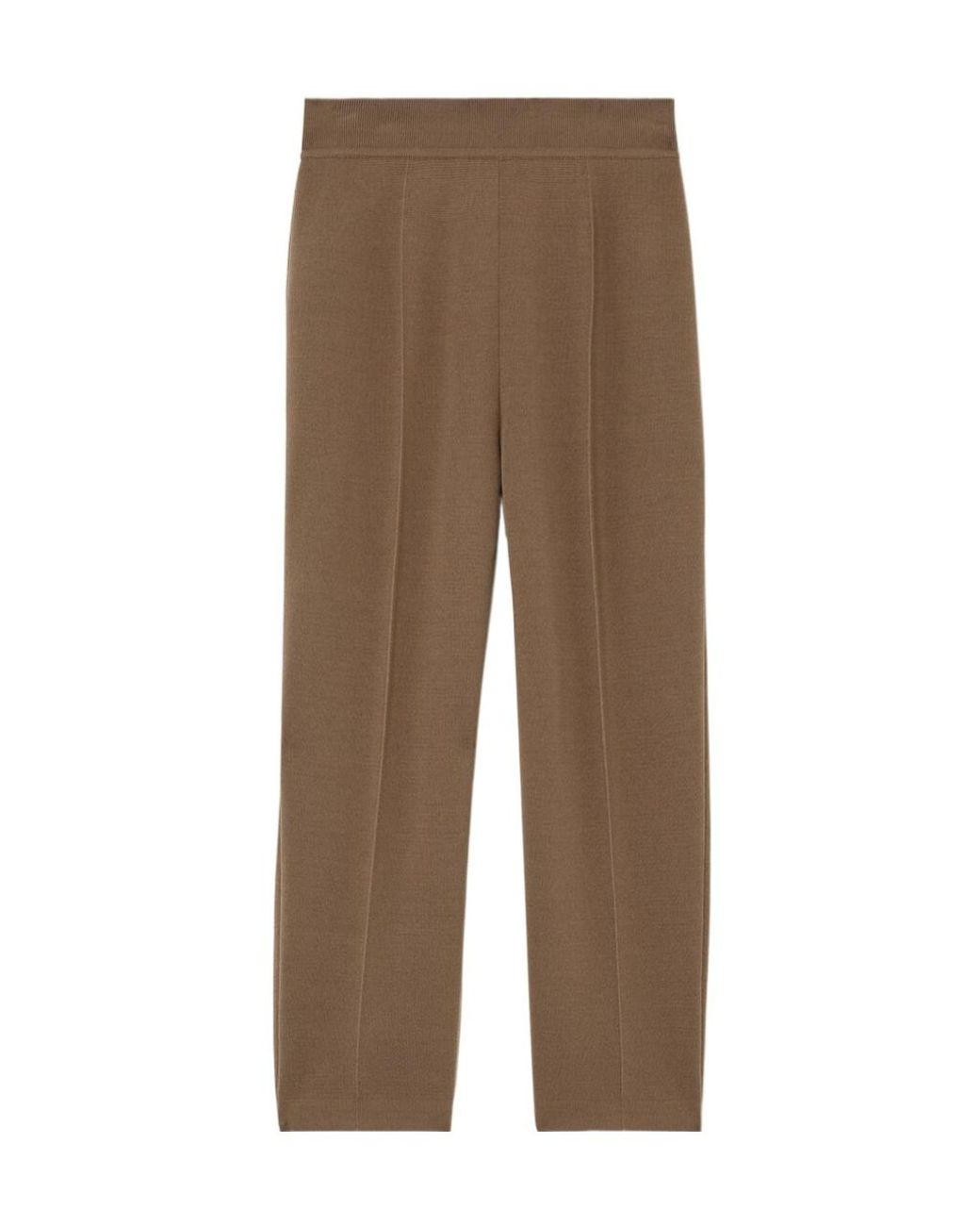 Loro Piana Brown Elastic Ribbed Waist Knitted Casual Pants