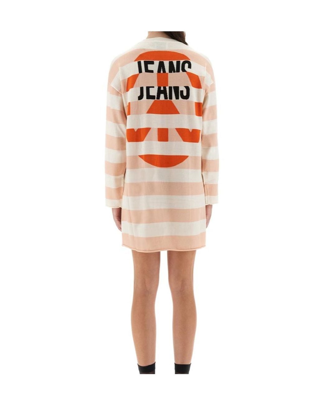Moschino Red Jeans Logo Printed Mini Dress