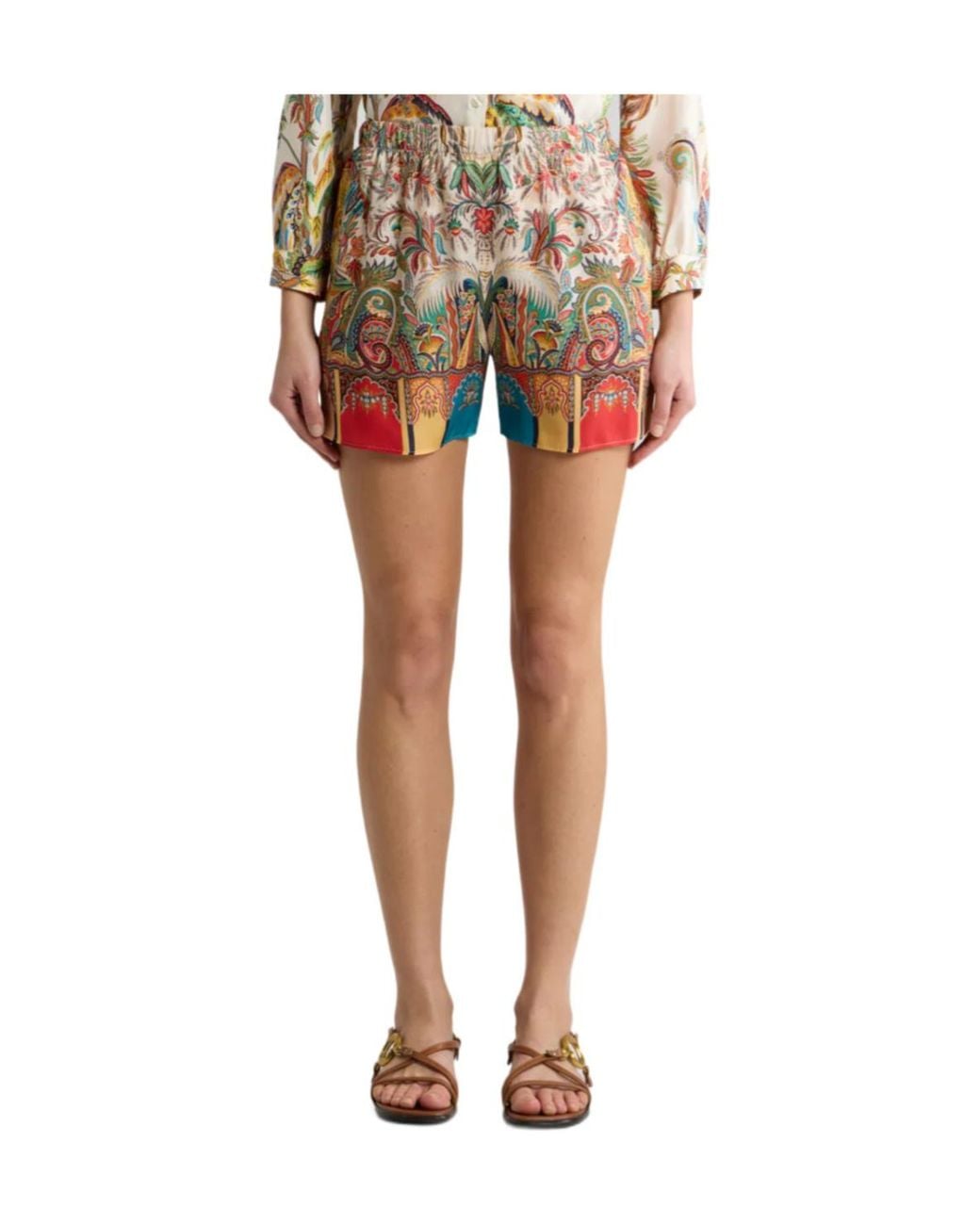 Etro Red Paisley Print Shorts