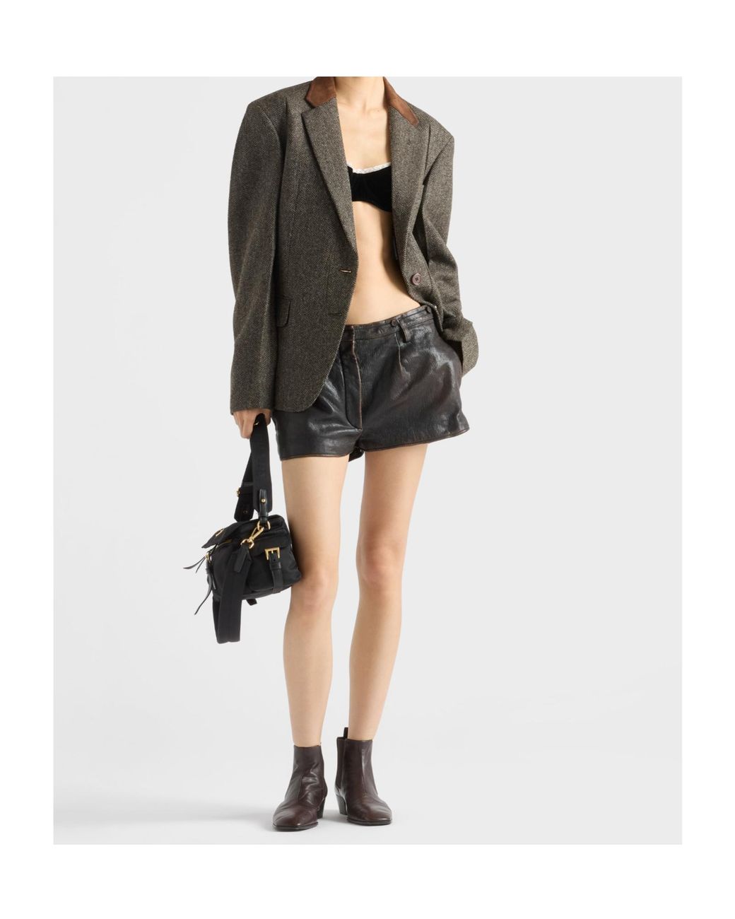 Prada Black Leather Shorts