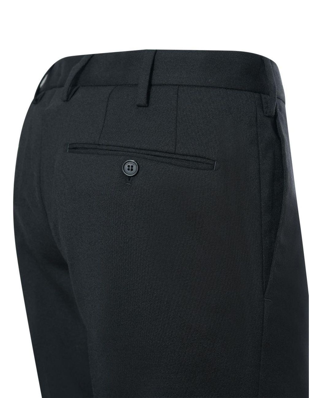 Incotex Black Buttoned Wool-Blend Pants for men