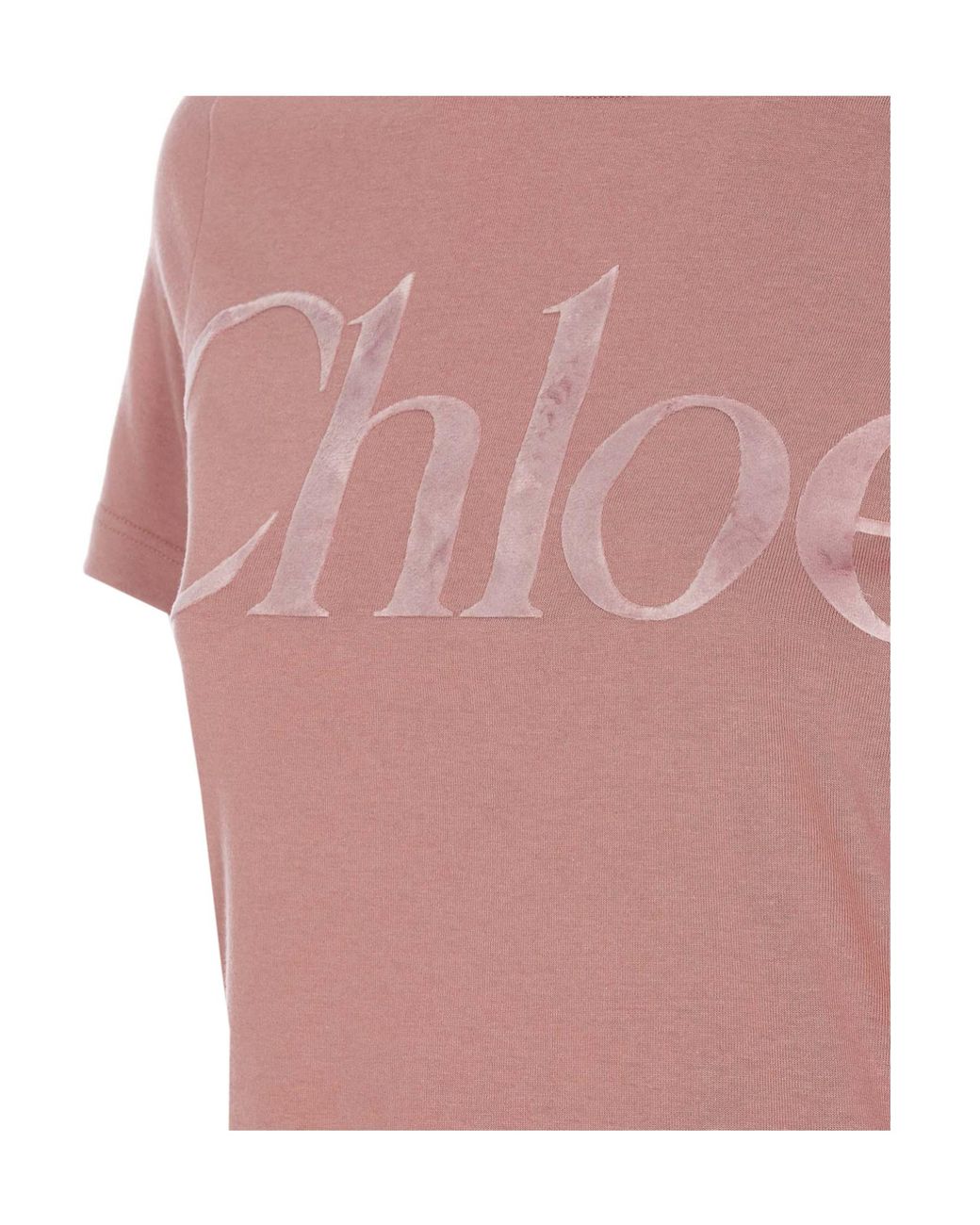 Chloé Pink Chloé Logo Detailed Crewneck T-Shirt