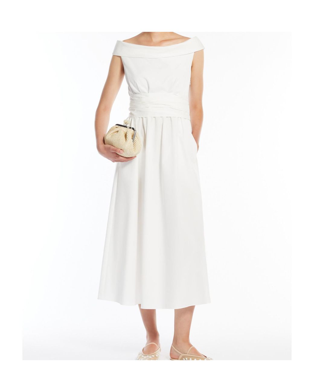 Weekend by Maxmara White Off-The-Shoulder Poplin Dress