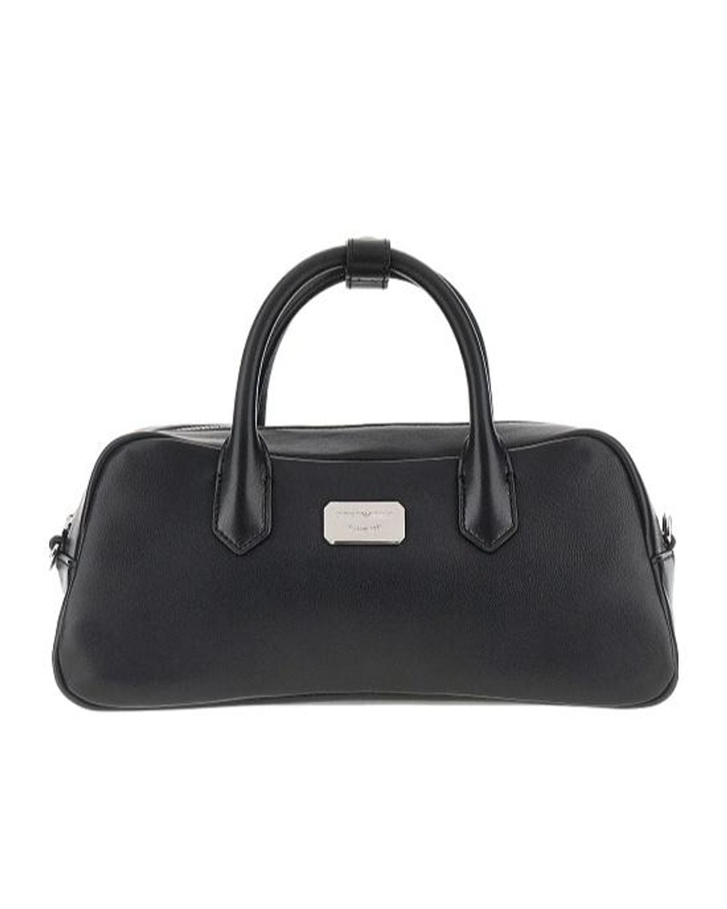 Emporio Armani Black Logo-Plaque Leather Tote Bag