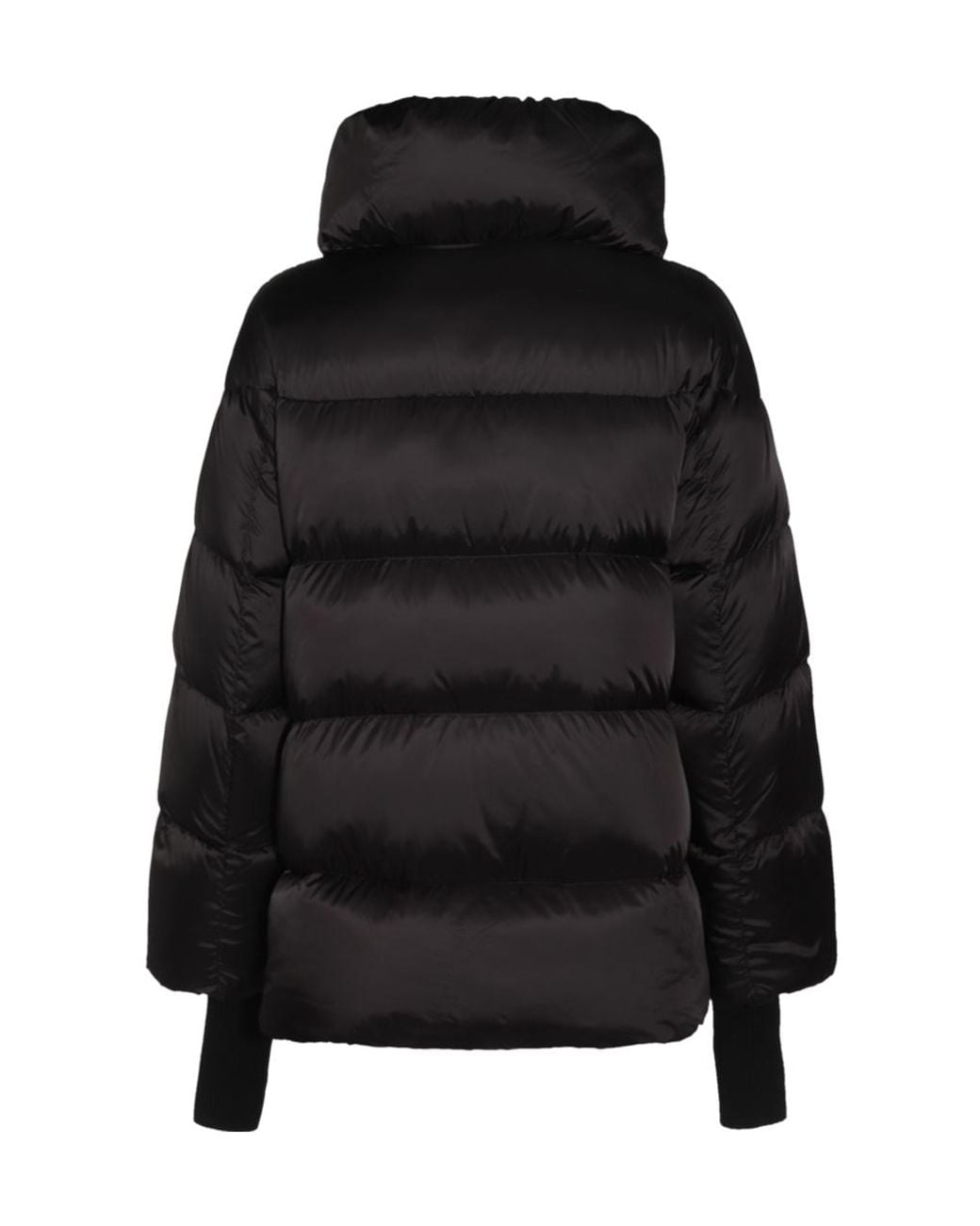 Add Black Ribbed-Cuffs Puffer Jacket