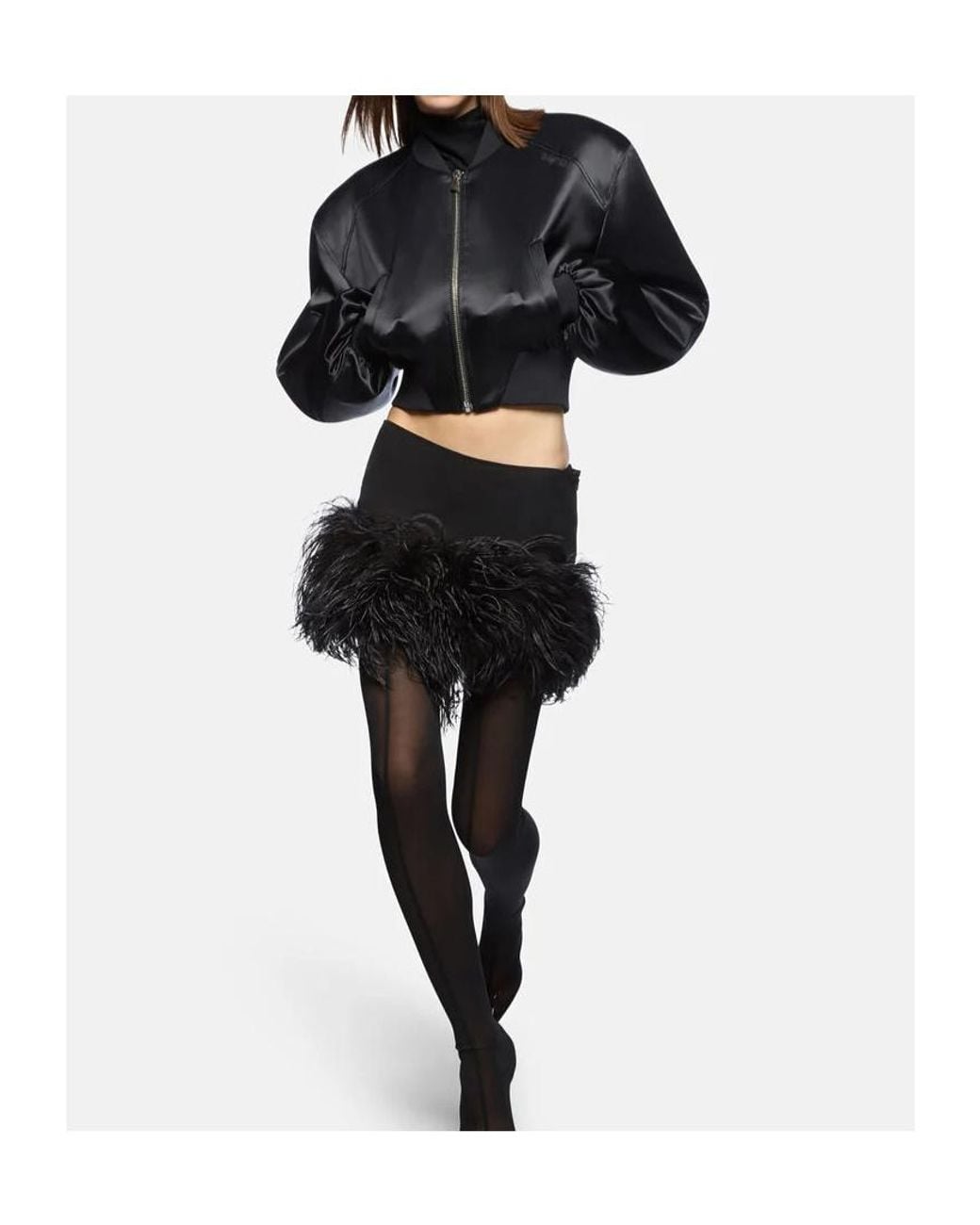 The Attico Black The Cropped Bomber Jacket