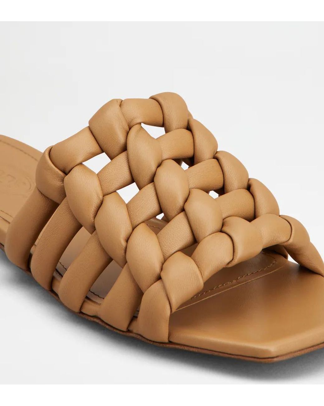 Tod's Brown Woven Slip-On Sandals
