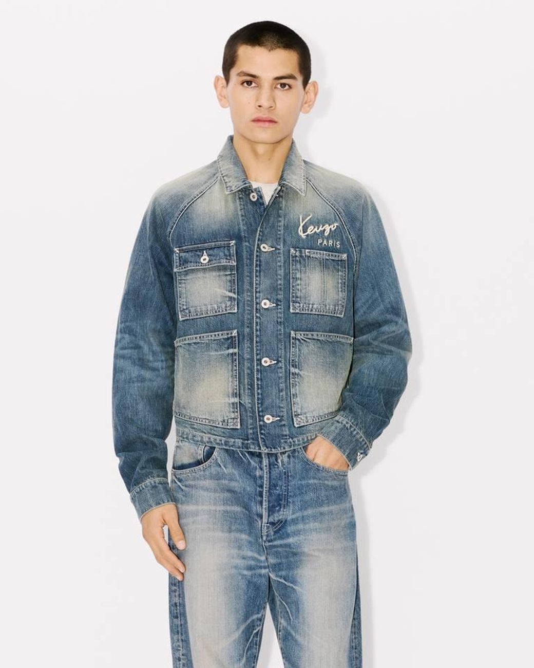 KENZO Blue Creations' Trucker Jacket for men