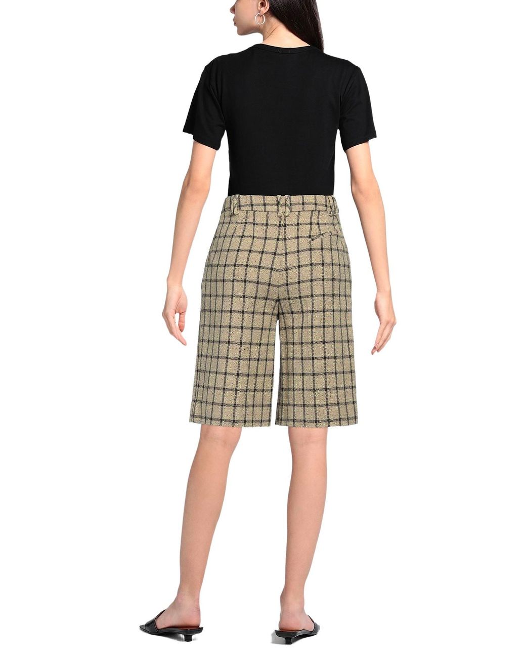 Ganni Natural Comfortable Stretch Check Shorts