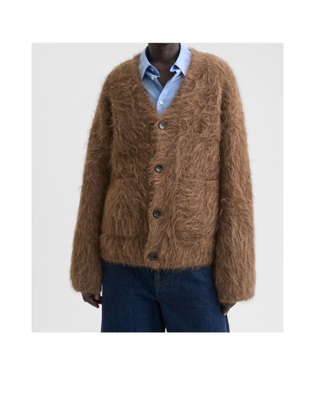 Séfr Brown V-Neck Long-Sleeve Knit Top for men