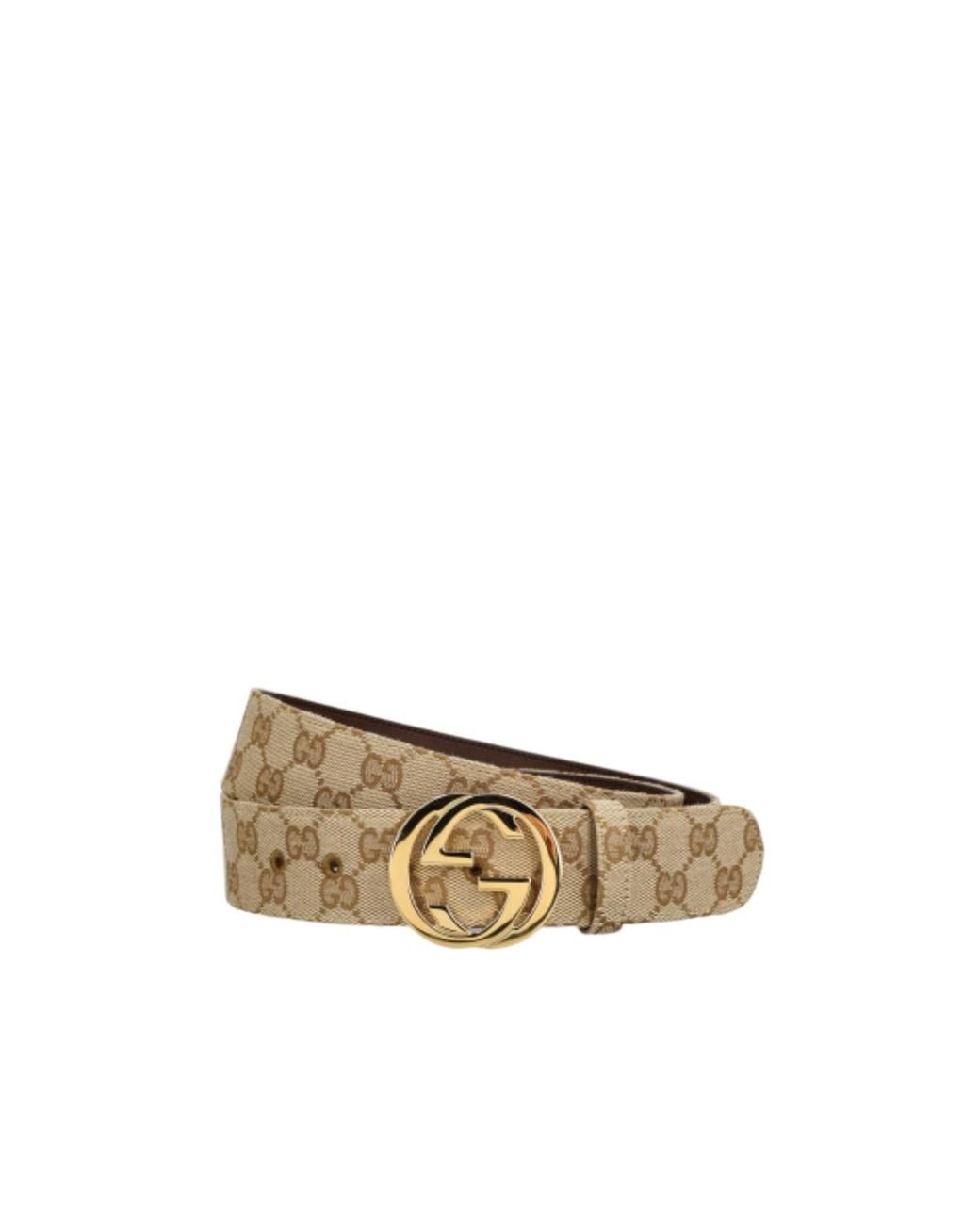 Gucci White Interlocking G Buckle Belt for men