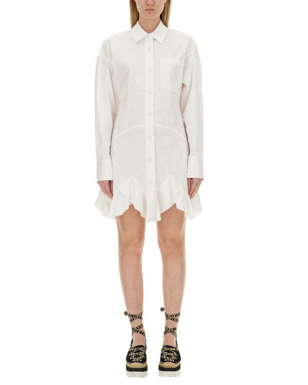 Stella McCartney White Godet Shirt Minidress
