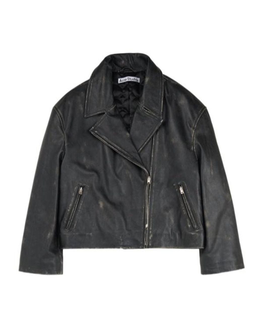 Acne Black Logo Embossed Lilket Biker Jacket