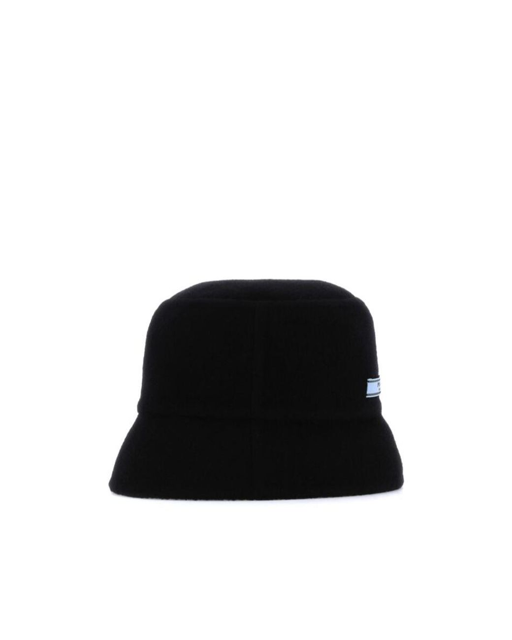 Prada Black Logo Patch Detail Bucket Hat