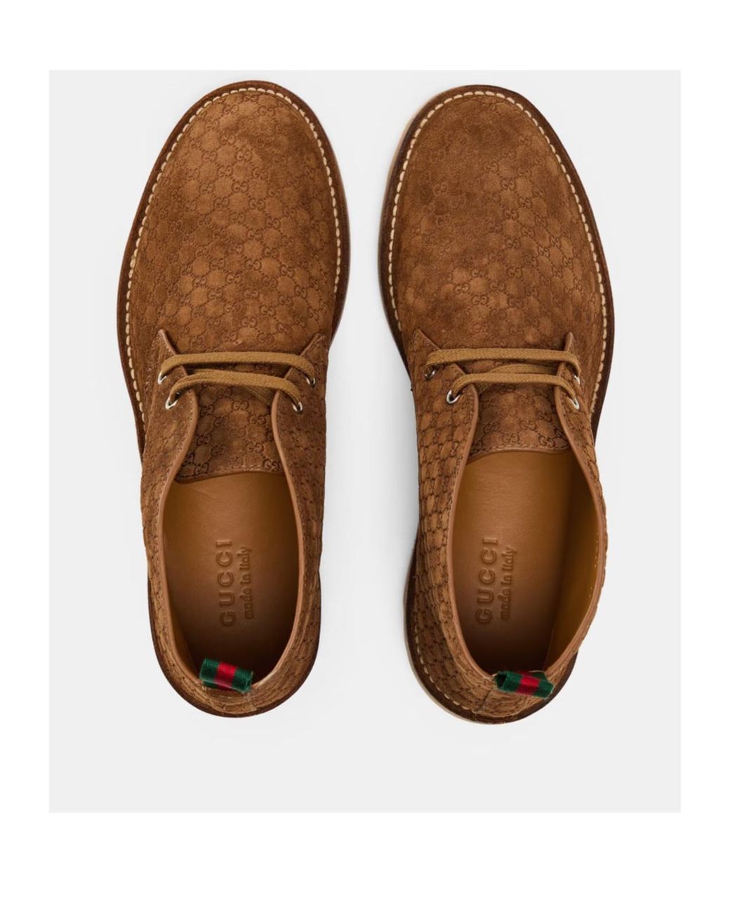 Gucci Brown Logo Embossed Ankle Boots for men