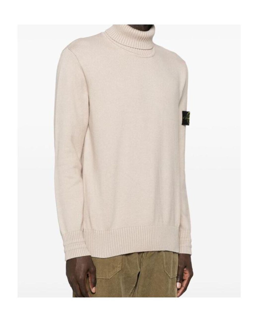 Stone Island White Logo Patch Roll Neck Jumper for men