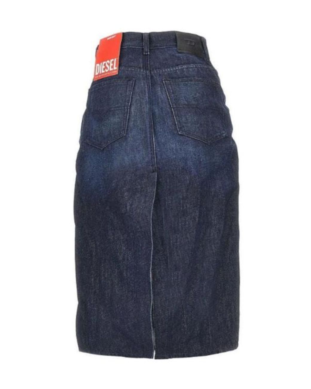 DIESEL Blue Back Slit Midi Skirt
