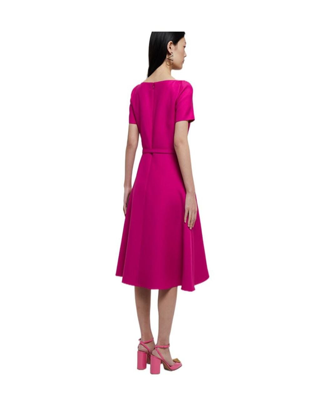 Valentino Pink Logo-Plaque Belted Dress