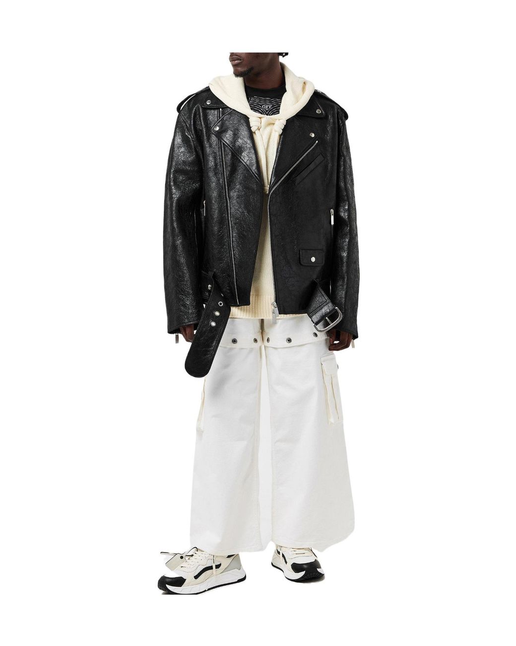 Off-White c/o Virgil Abloh Black Lethr Biker Jkt Sn99 for men