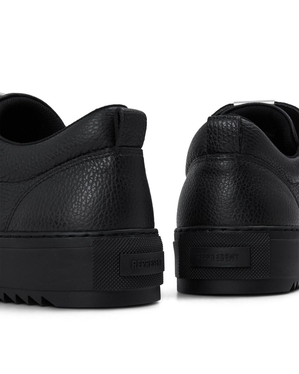 Represent Black Grained Leather Thick Sole Low-Top Sneakers for men
