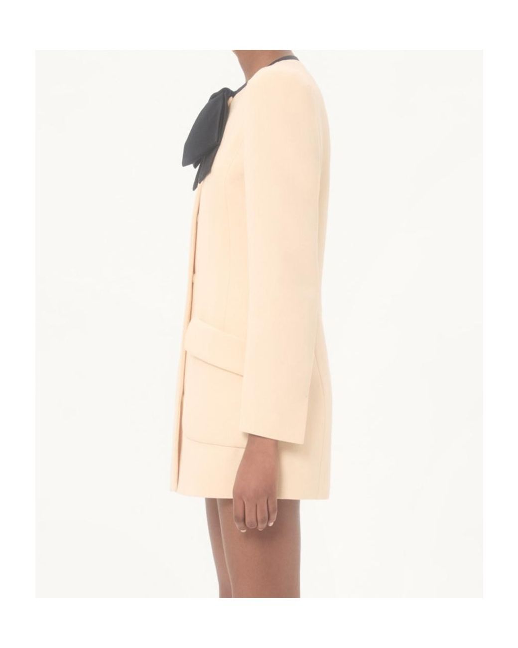 Valentino Natural Bow Detailed Caban Coat