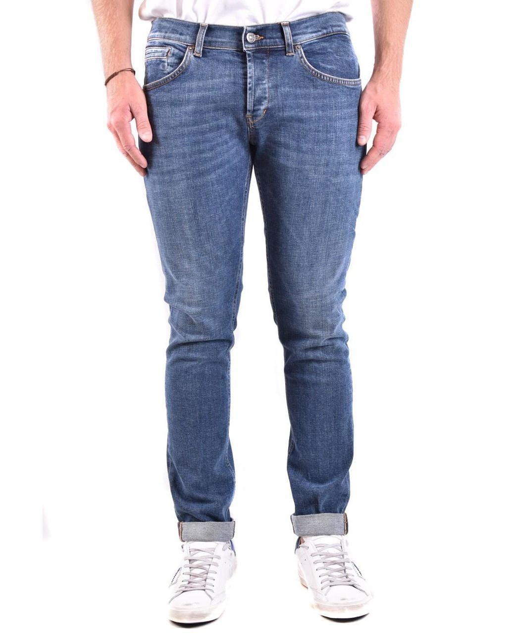 Dondup Blue Logo Logo Denim Trousers for men
