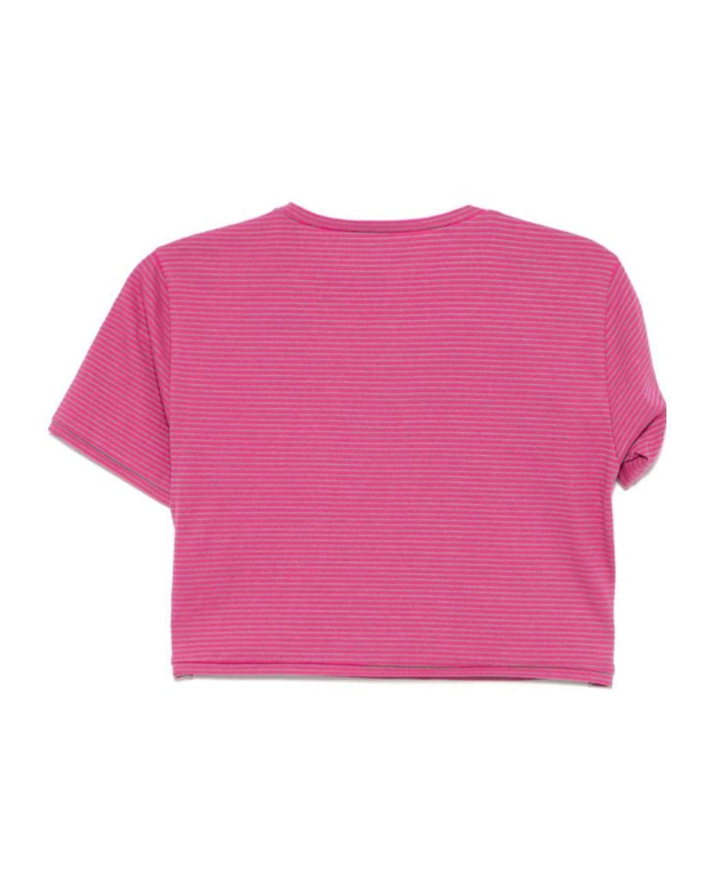we11done Pink Gathered Cropped T-Shirt